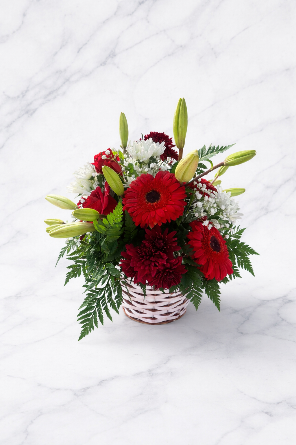 Crimson Passion Floral Basket