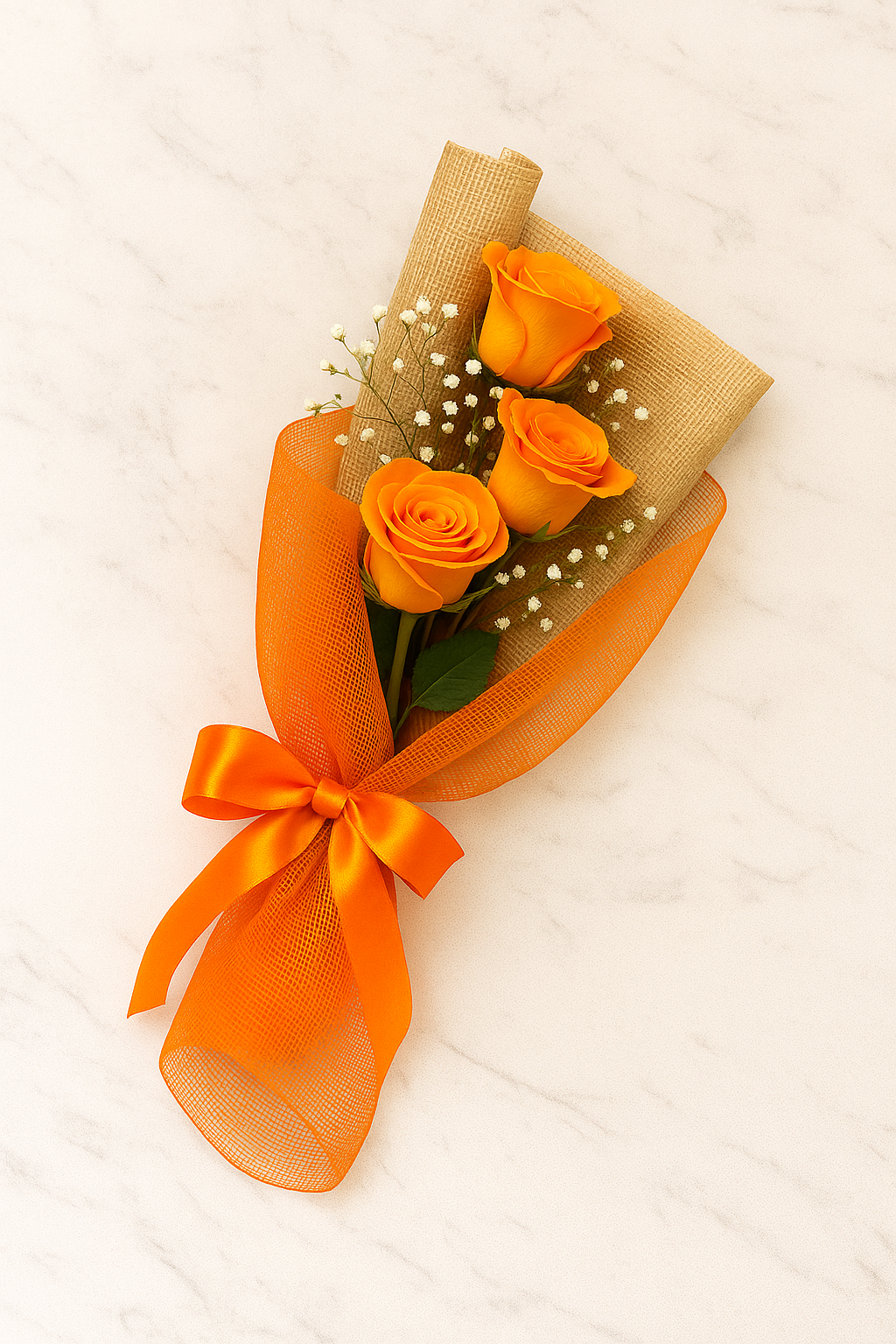 Tangerine Elegance Rose Trio