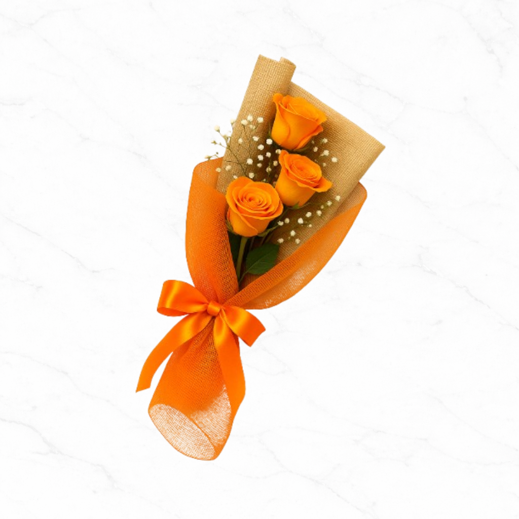 Tangerine Elegance Rose Trio
