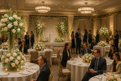 Corporate events, parties, and celebrations enhanced with stunning floral arrangements and decorative designs